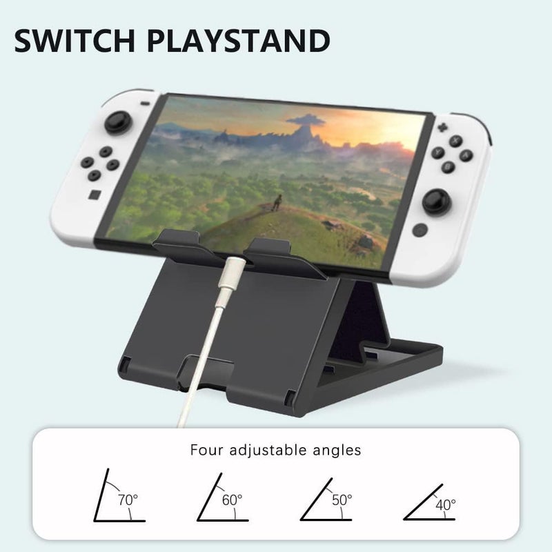 ELIATER Stand Compatible with Nintendo Switch, Adjustable Switch Playstand, Foldable Phone Stand for Desk, Compact & Portable Switch Holder Accessories (Black) - Image 3
